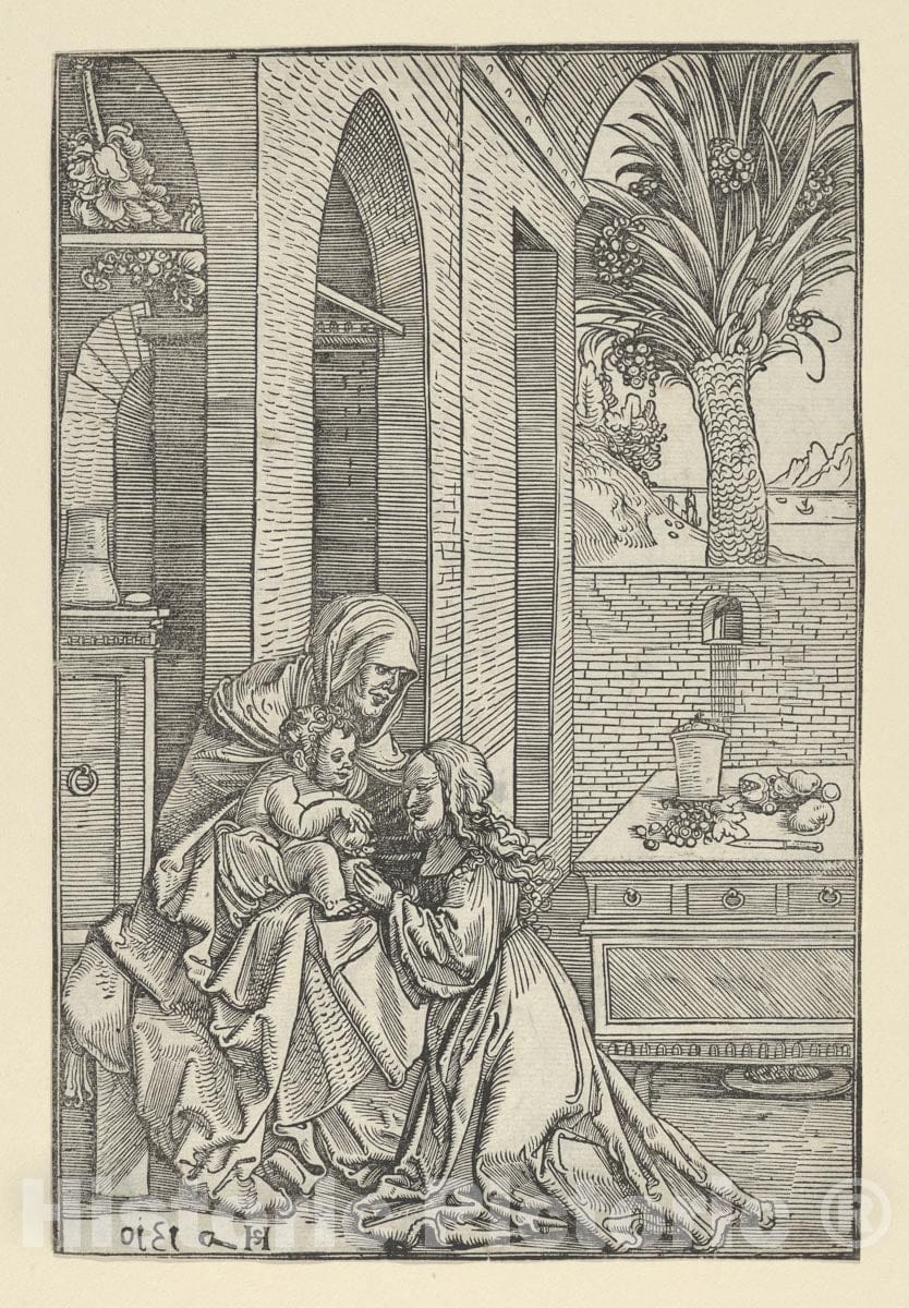 Art Print : Hans Schäufelein - Virgin and Child with Saint Anne : Vintage Wall Art