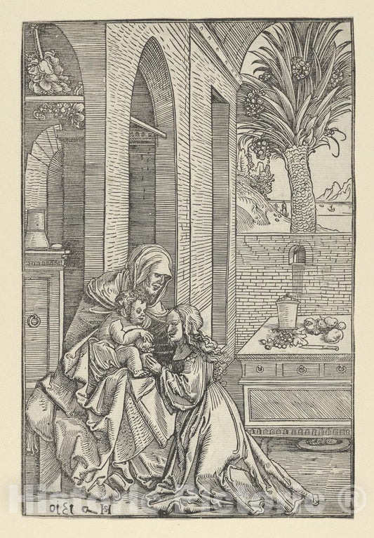 Art Print : Hans Schäufelein - Virgin and Child with Saint Anne : Vintage Wall Art