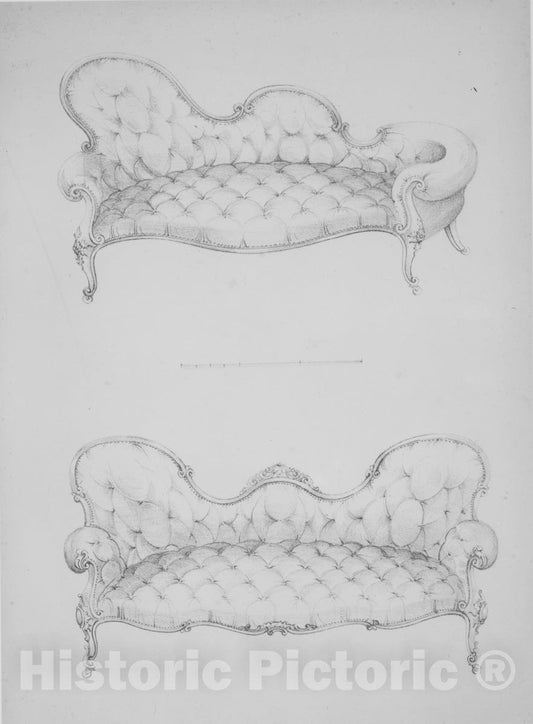 Art Print : Designed and Drawn by Henry Wood - First Part of a Modern and Useful Work Containing 120 Designs of Furniture : Vintage Wall Art
