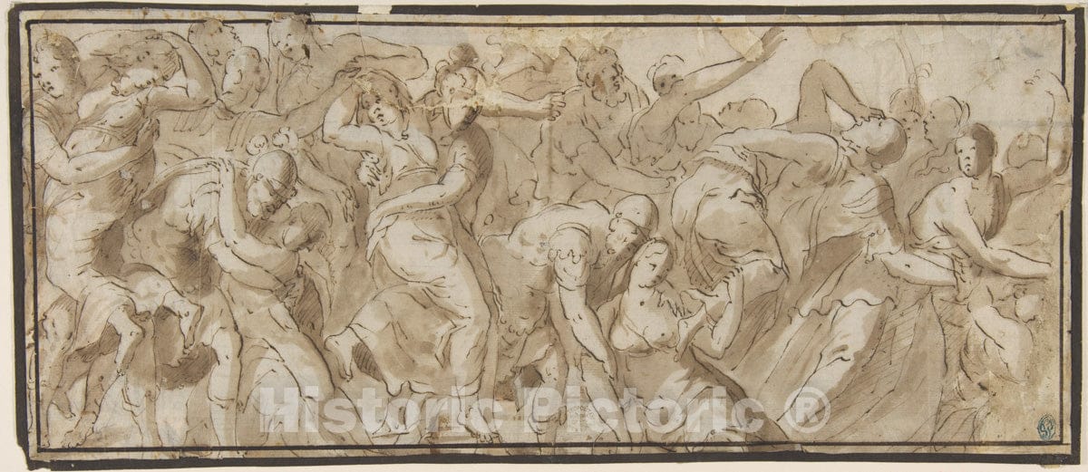 Art Print : After Polidoro da Caravaggio - Rape of The Sabines : Vintage Wall Art