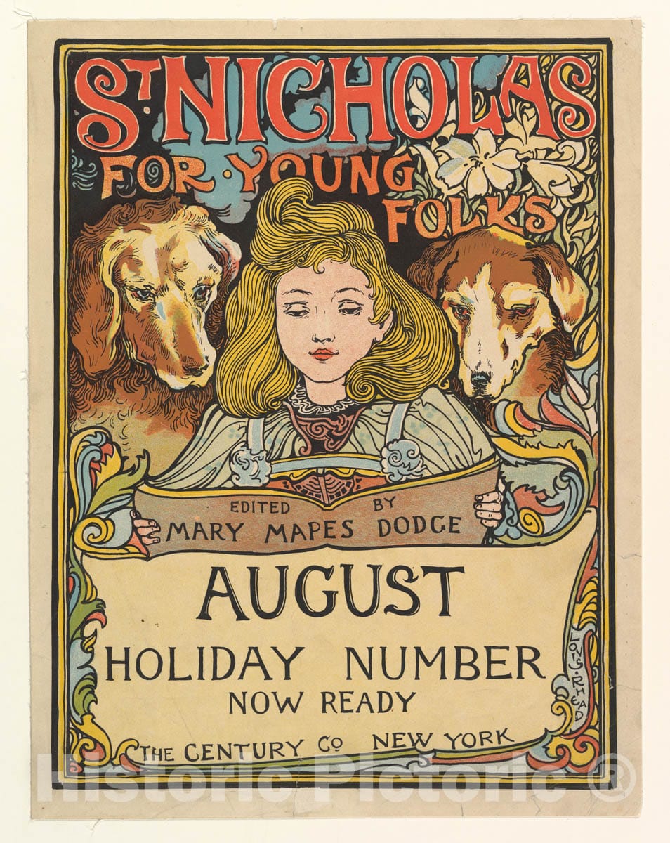 Art Print : Louis John Rhead - The Century: Holiday Number: St. Nicholas for Young Folks, August : Vintage Wall Art