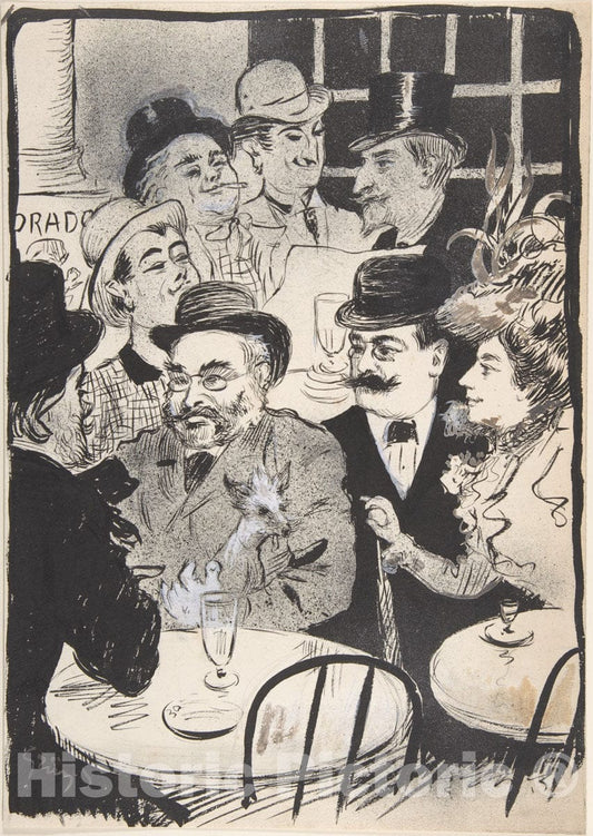 Art Print : Jules-Alexandre Grün - Café Scene : Vintage Wall Art