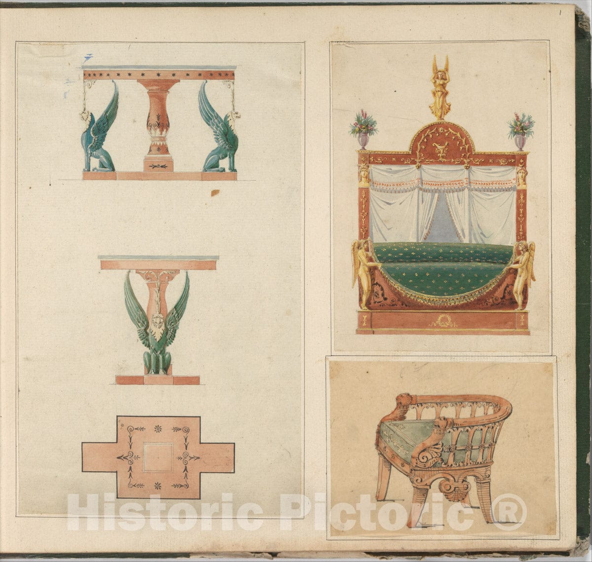 Art Print : Pierre Antoine Bellangé - Designs for Furniture : Vintage Wall Art