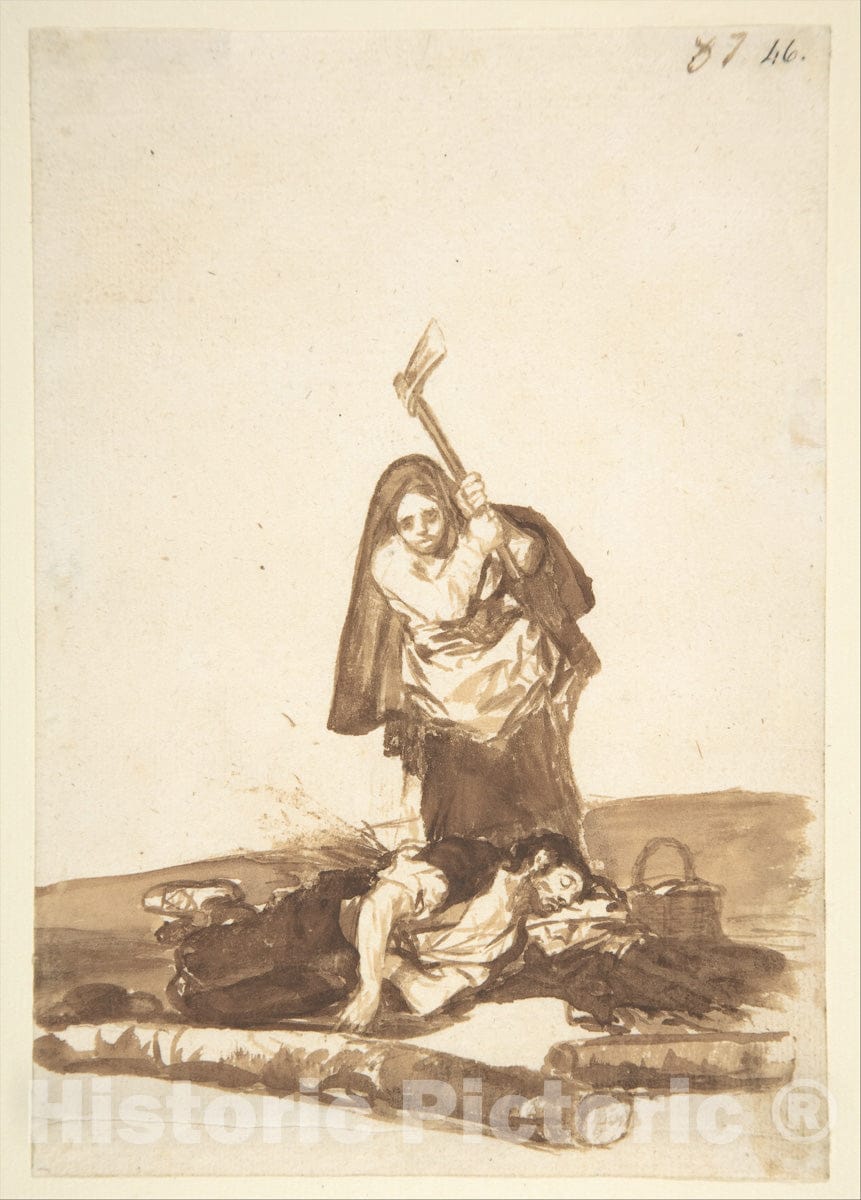 Art Print : Goya - A Woman Murdering a Sleeping Man, from Images of Spain Album (F), 87 : Vintage Wall Art
