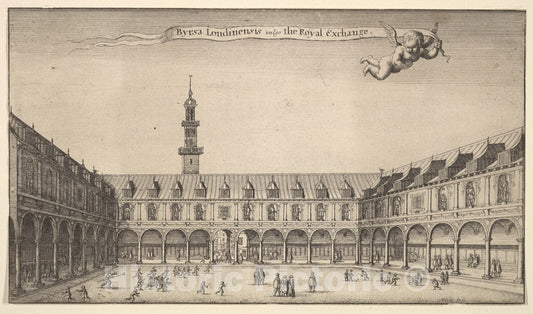 Art Print : Wenceslaus Hollar - Byrsa Londinensis vulgo The Royal Exchange (Royal Exchange, London) : Vintage Wall Art