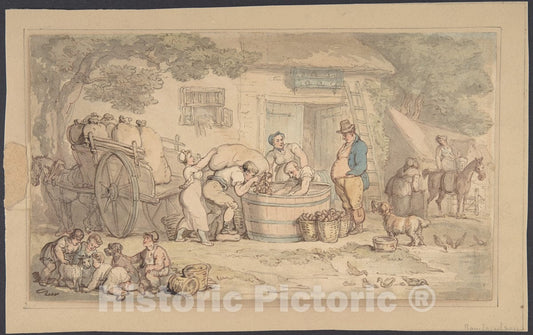 Art Print : Thomas Rowlandson - Farming Scene : Vintage Wall Art