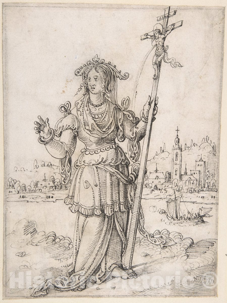 Art Print : Pieter Cornelisz Kunst - Allegorical Figure (Faith?) : Vintage Wall Art