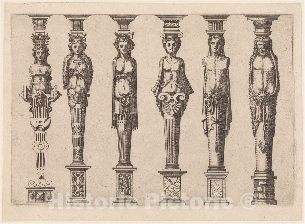 Art Print : Six Terms - Artist: Hans Vredeman de Vries - Created: c1565 : Vintage Wall Art