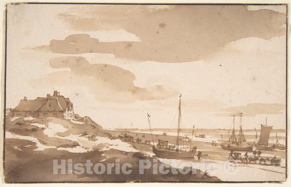 Art Print : Jan de Bisschop - View of The Dunes at Scheveningen : Vintage Wall Art