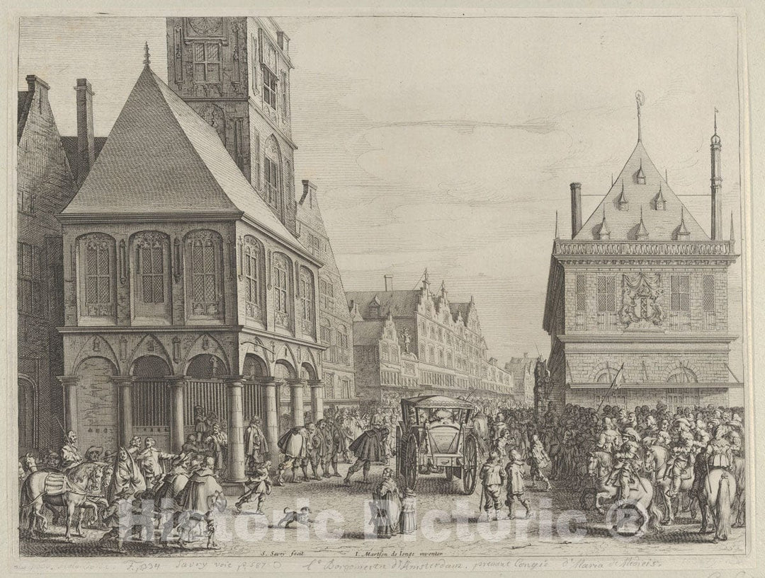 Art Print : Salomon Savery - City Magistrates Taking Leave of Marie de Medici Before The Town Hall, from Caspar Barlaeus,Medicea Hospes : Vintage Wall Art