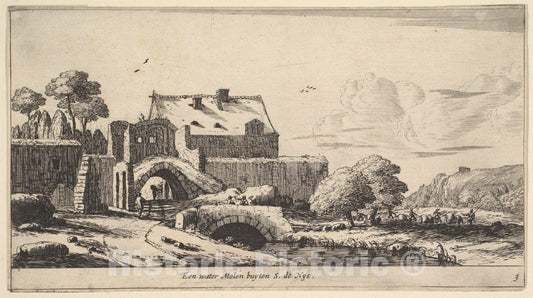 Art Print : Reinier Nooms, Called Zeeman - A Water Mill Near St. Denis : Vintage Wall Art