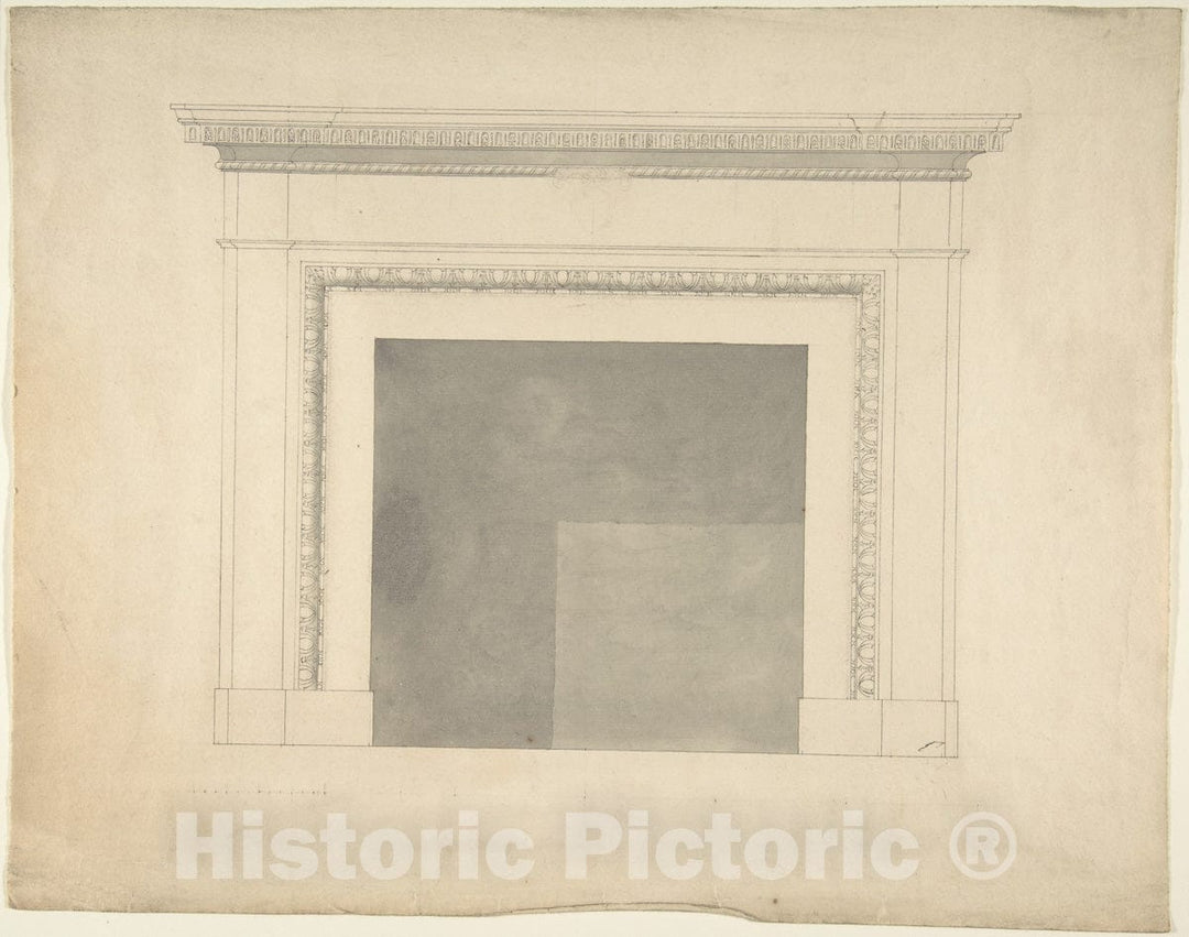 Art Print : Sir William Chambers - Design for a Chimneypiece 4 : Vintage Wall Art