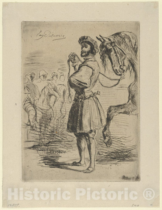 Art Print : Eugène Delacroix - A Nobleman from The Time of Francis I : Vintage Wall Art