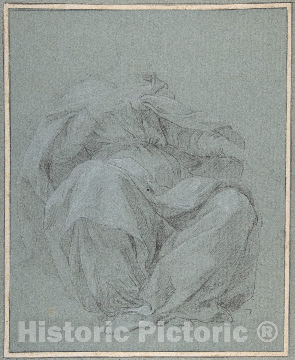 Art Print : François Le Moyne - Seated Draped Figure : Vintage Wall Art