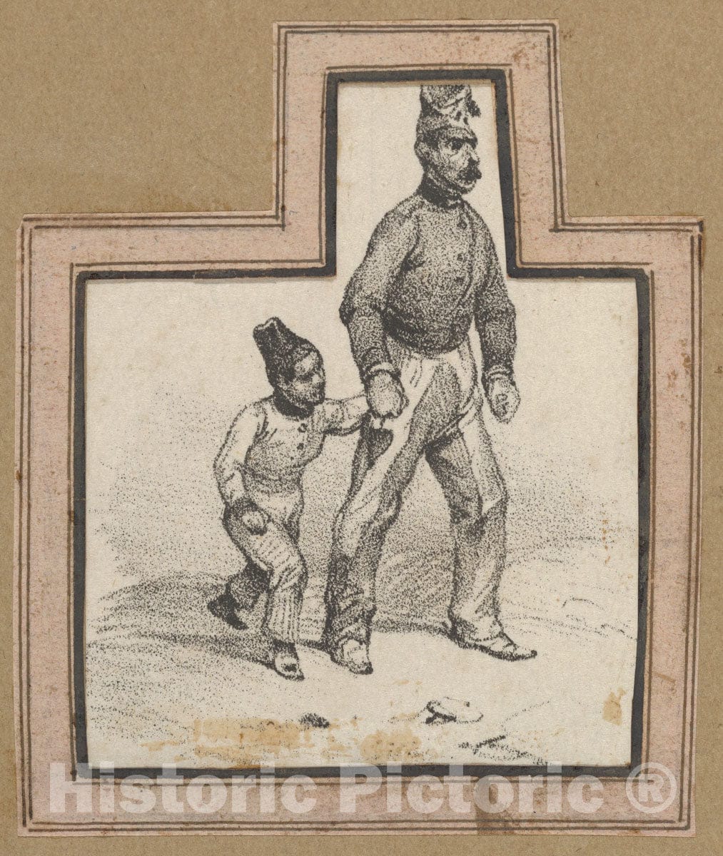 Art Print : Victor Adam - Man Holding Hands with a boy : Vintage Wall Art