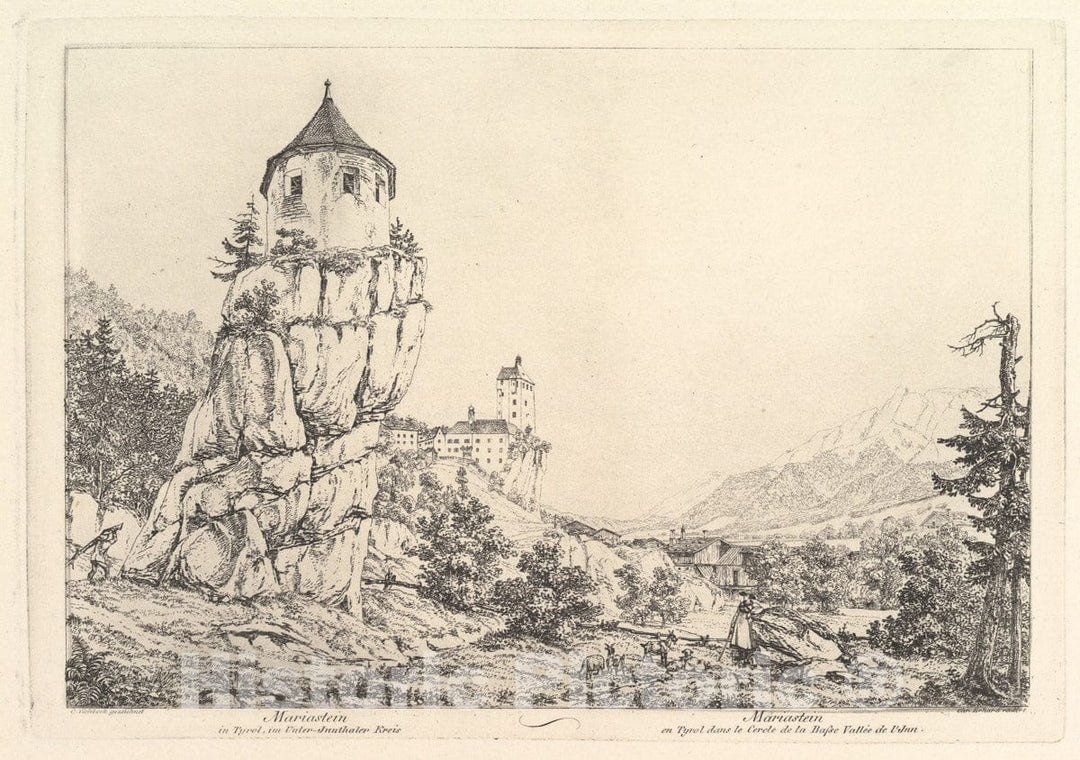 Art Print : Johann Christoph Erhard - Landscape, Mariastein in Tyrol : Vintage Wall Art
