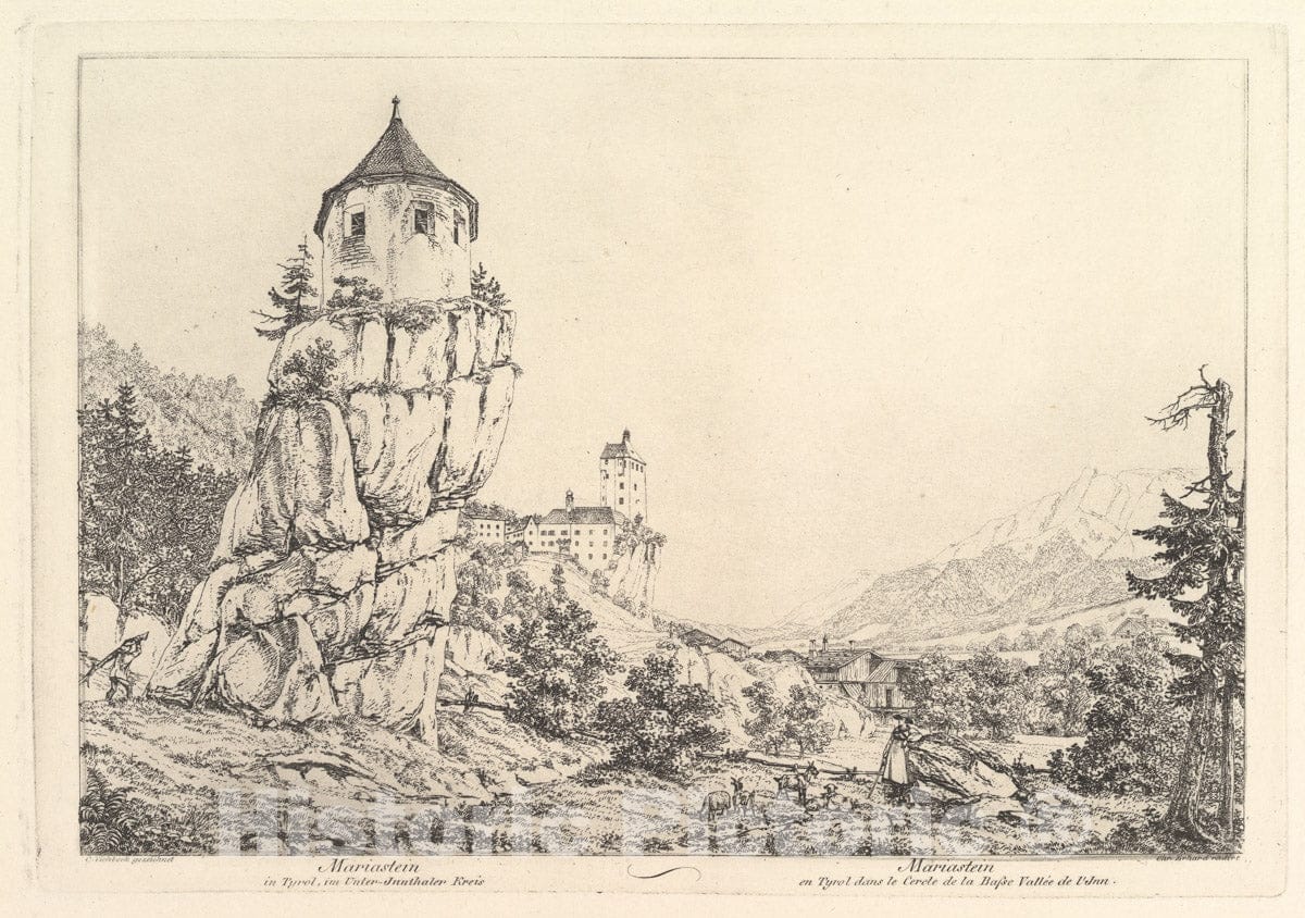 Art Print : Johann Christoph Erhard - Landscape, Mariastein in Tyrol : Vintage Wall Art