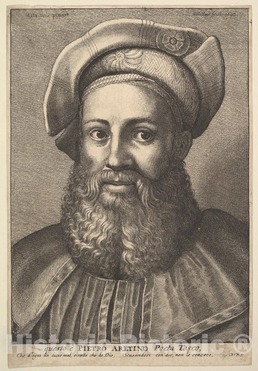 Art Print : Wenceslaus Hollar - Pietro Aretino - 431832 : Vintage Wall Art