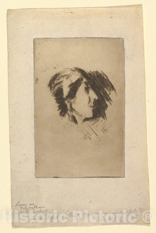 Art Print : Walter Richard Sickert - Head of a Woman in Profile : Vintage Wall Art