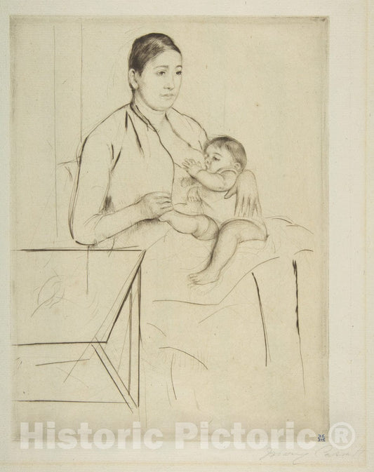 Art Print : Mary Cassatt - Nursing 2 : Vintage Wall Art