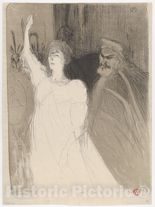 Art Print : Henri de Toulouse-Lautrec - Bartet and Mounet-Sully, in Antigone : Vintage Wall Art