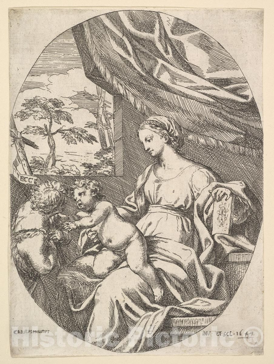 Art Print : Carlo Maratti - The Virgin and Child with The Young St. John The Baptist : Vintage Wall Art