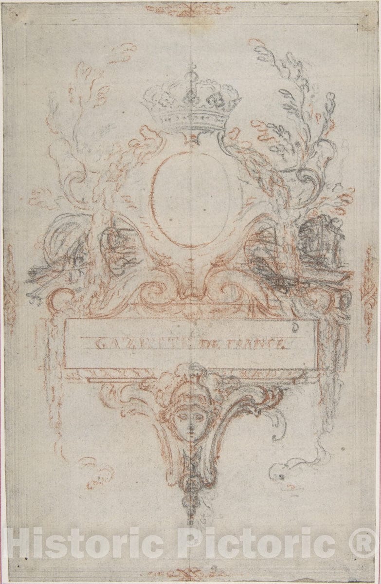 Art Print : Hubert François Gravelot - Design for The Headpiece of The Gazette de France : Vintage Wall Art