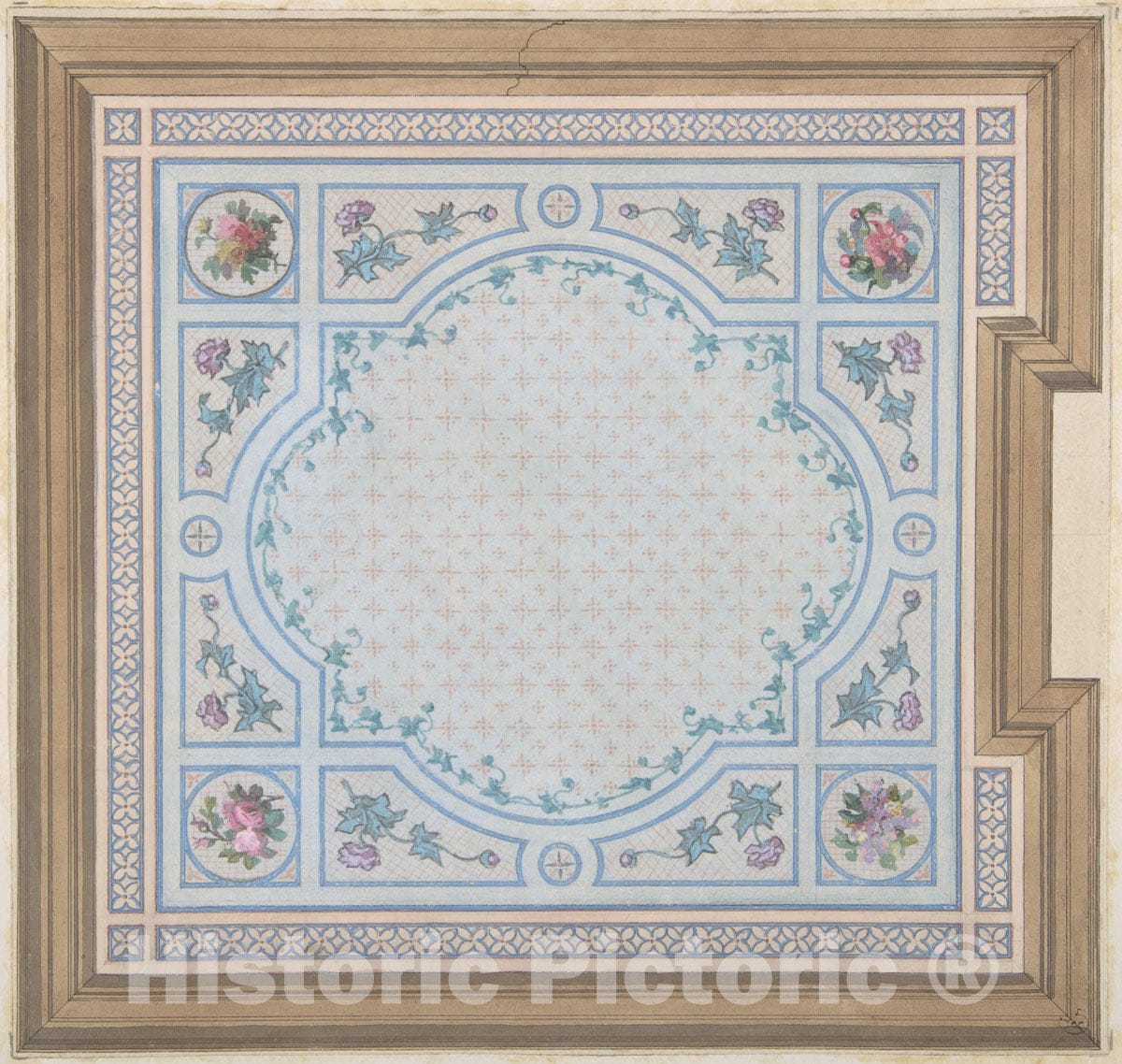 Art Print : Jules-Edmond-Charles Lachaise - Design for Bathroom Ceiling, Hôtel Cahen d'Anvers : Vintage Wall Art