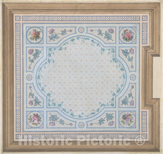 Art Print : Jules-Edmond-Charles Lachaise - Design for Bathroom Ceiling, Hôtel Cahen d'Anvers : Vintage Wall Art