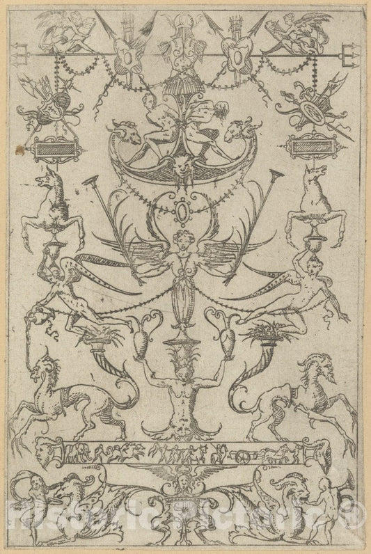 Art Print : Jacques Androuet Du Cerceau - Grotesque Panel 1 : Vintage Wall Art