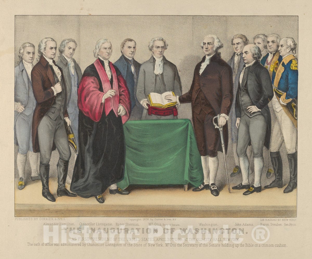 Art Print : The Inauguration of Washington as First President of The United States - Artist: Currier & Ives - Created: 1876 : Vintage Wall Art