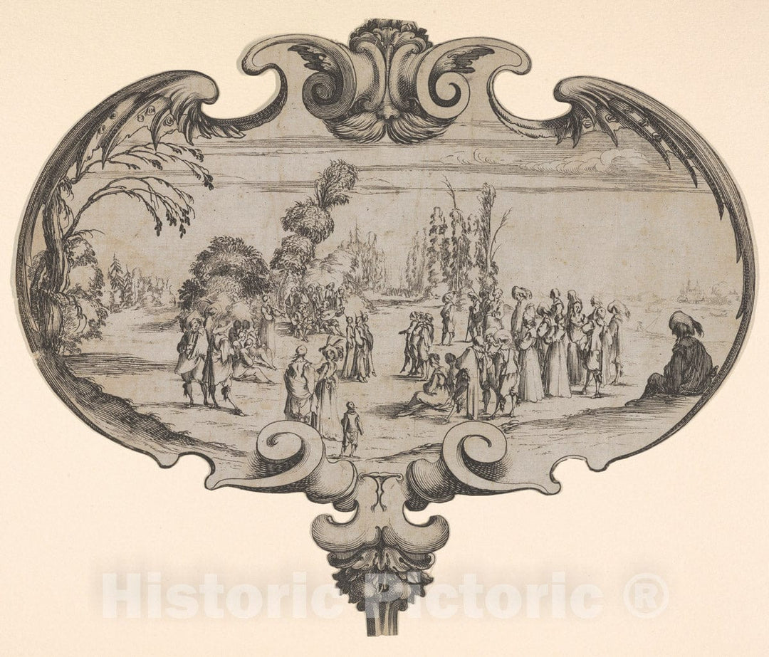 Art Print : Stefano Della Bella - A Fan with a Musical Troupe and Spectators : Vintage Wall Art