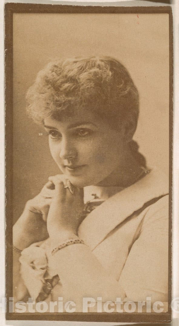 Photo Print : Actress Resting Chin on Hands from The Actresses Series (N664) Promoting Old Fashion Fine Cut Tobacco : Vintage Wall Art