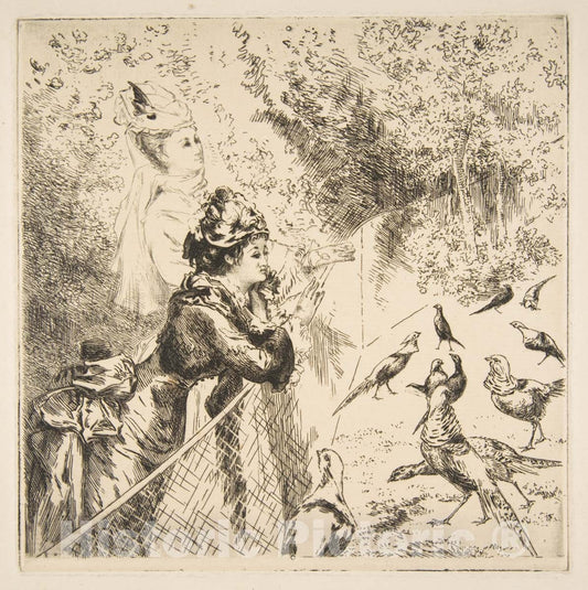 Art Print : Félix Bracquemond - Au Jardin d'acclimatation : Vintage Wall Art