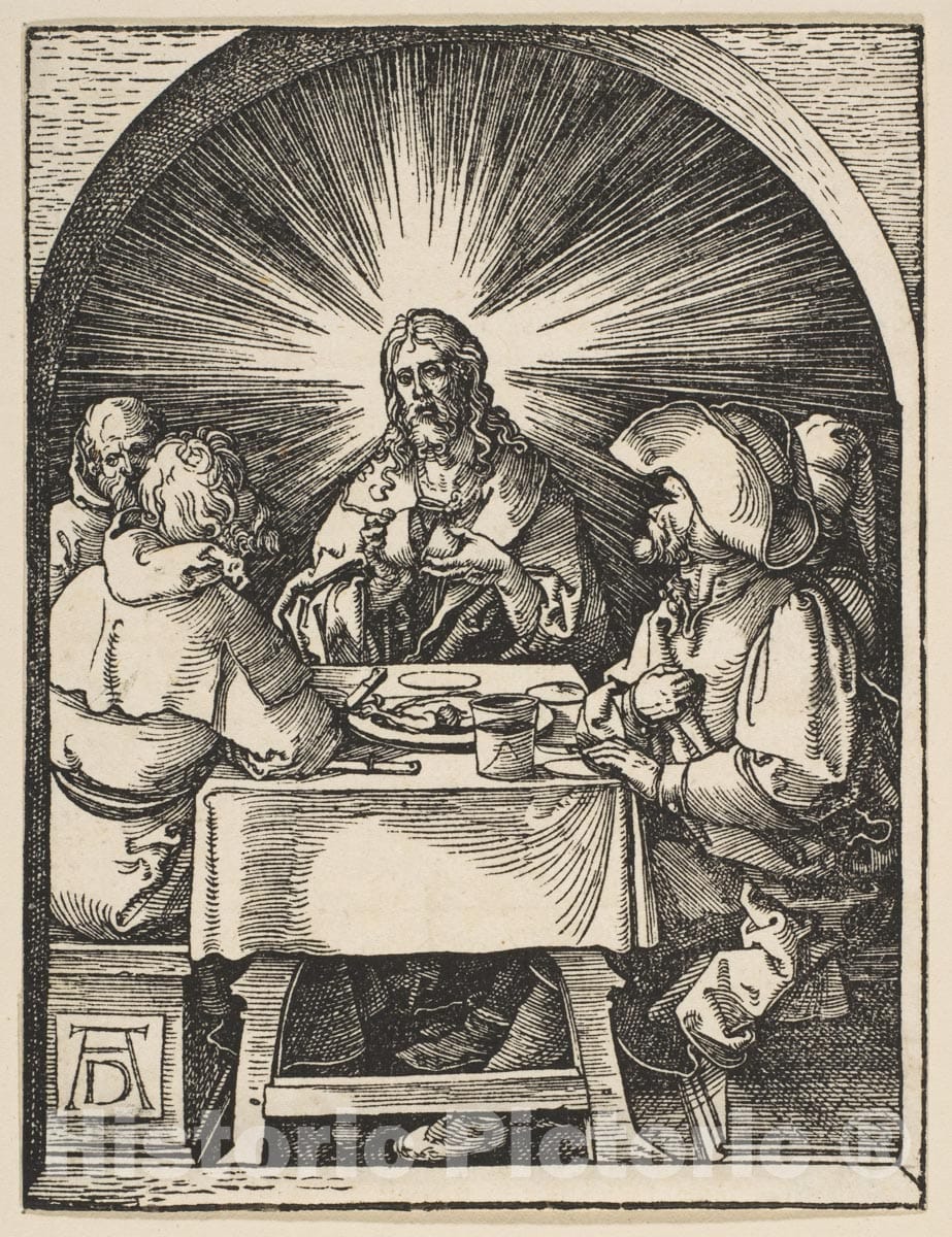 Art Print : Albrecht Dürer - Christ in Emmaus, from The Small Passion 1 : Vintage Wall Art