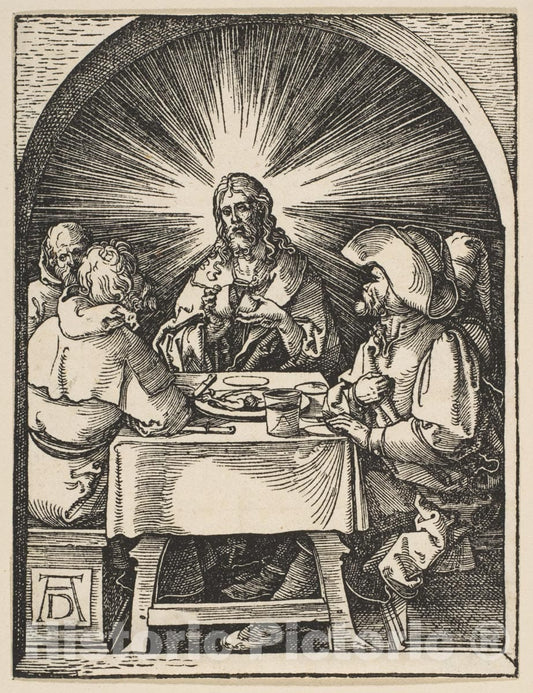 Art Print : Albrecht Dürer - Christ in Emmaus, from The Small Passion 1 : Vintage Wall Art