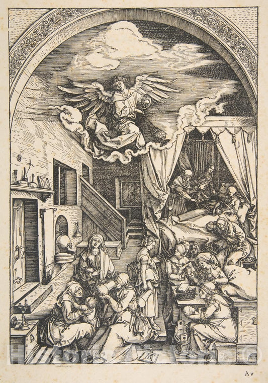Art Print : Albrecht Dürer - The Birth of The Virgin, from The Life of The Virgin 1 : Vintage Wall Art