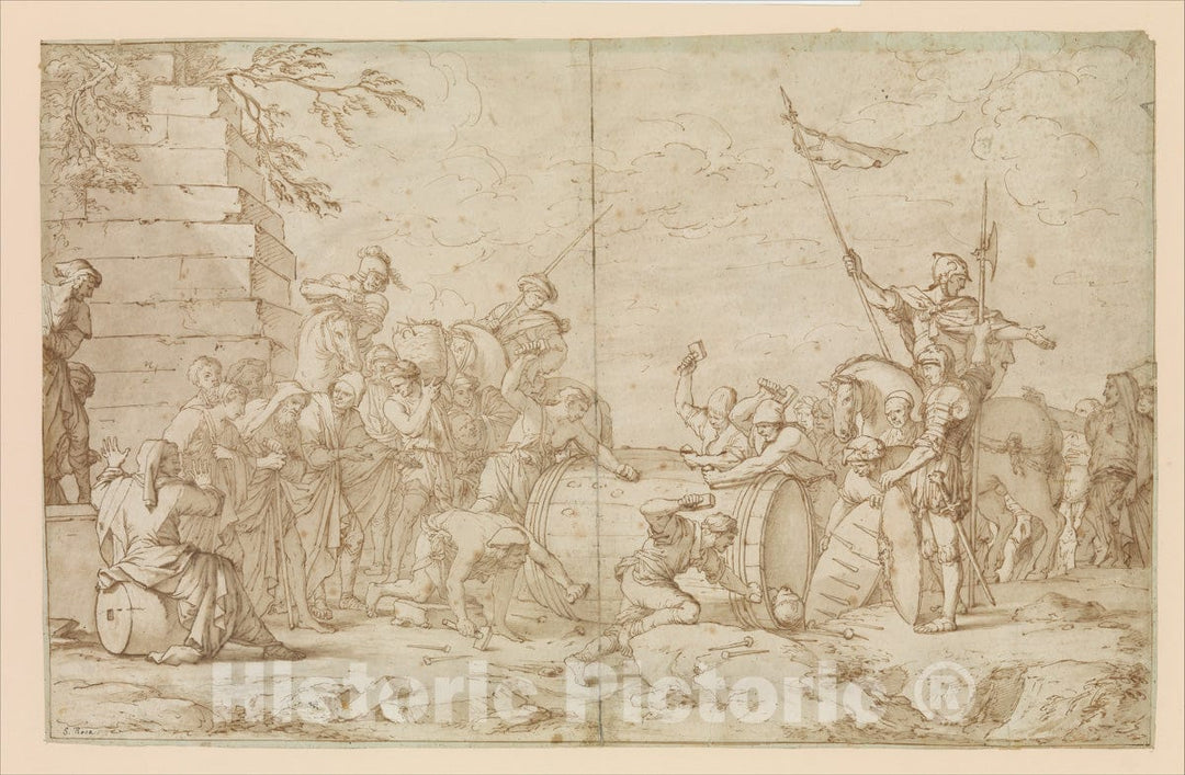 Art Print : After Salvator Rosa - Death of Regulus : Vintage Wall Art