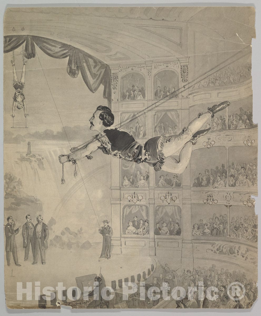 Art Print : British, 19th Century - Trapeze Artist : Vintage Wall Art