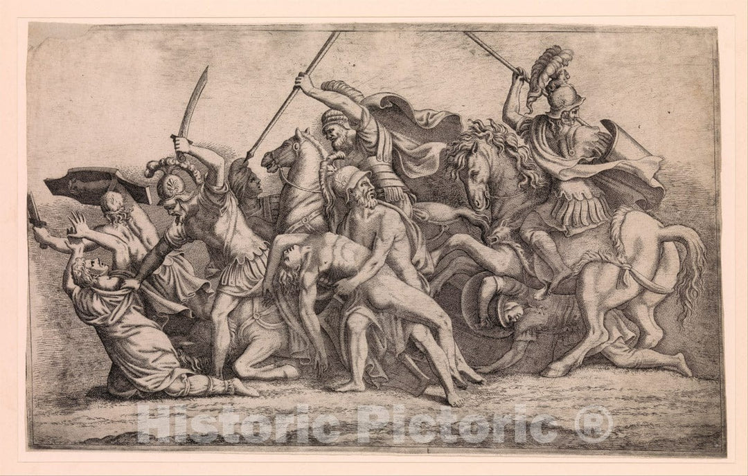 Art Print : Léon Davent - Achilles Removing Patroclus' Body from The Battle : Vintage Wall Art