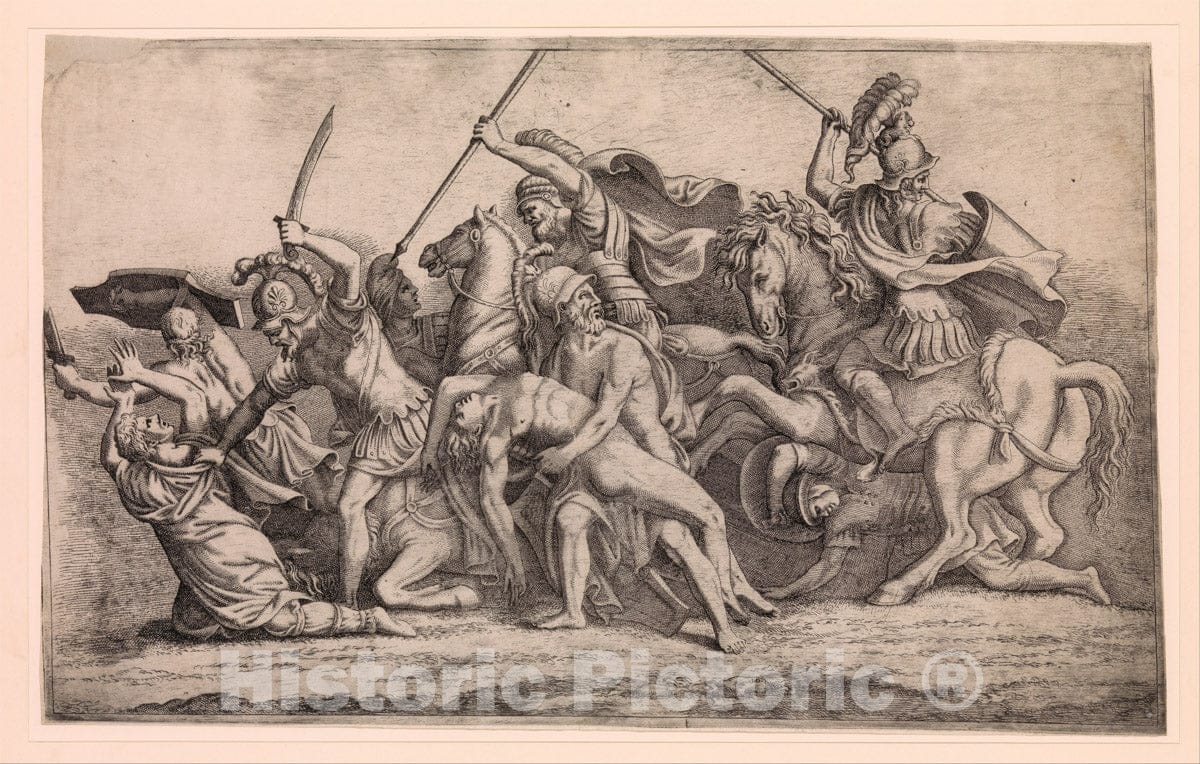 Art Print : Léon Davent - Achilles Removing Patroclus' Body from The Battle : Vintage Wall Art