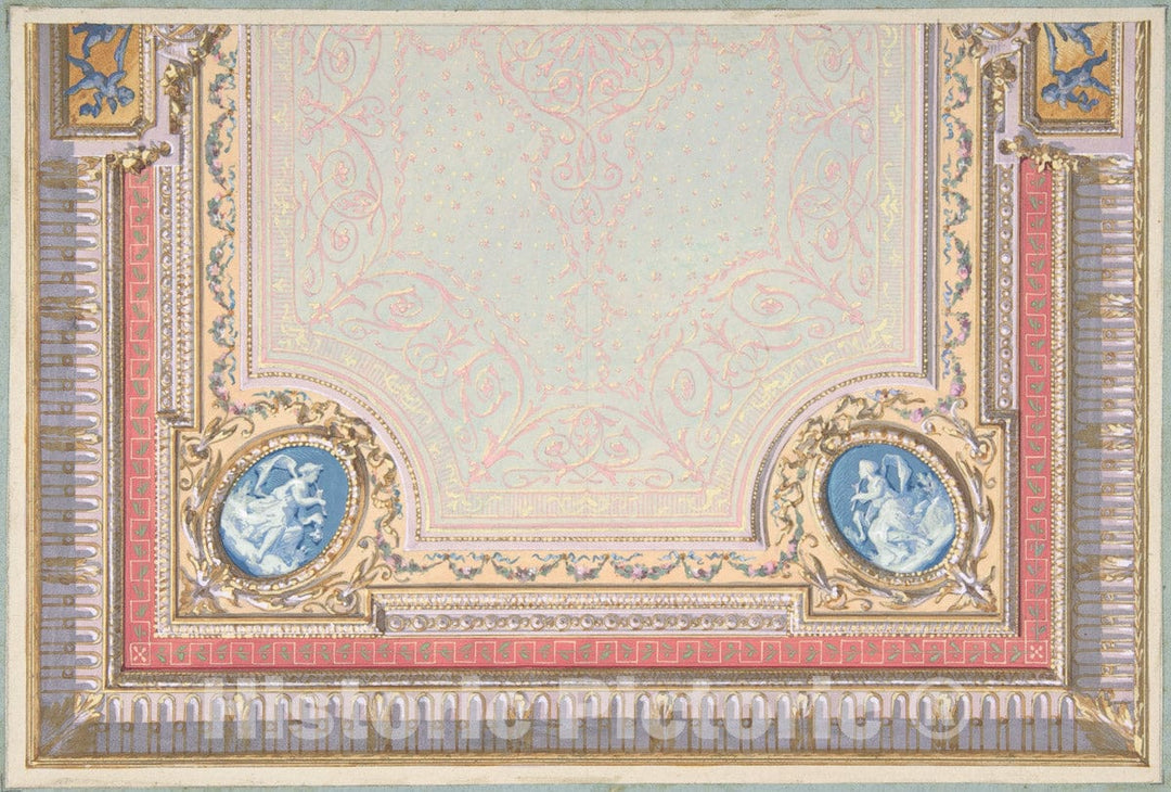 Art Print : Jules-Edmond-Charles Lachaise - Design for Bedroom Ceiling, Hôtel Hope : Vintage Wall Art