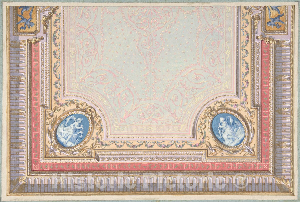 Art Print : Jules-Edmond-Charles Lachaise - Design for Bedroom Ceiling, Hôtel Hope : Vintage Wall Art