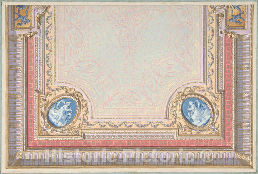 Art Print : Jules-Edmond-Charles Lachaise - Design for Bedroom Ceiling, Hôtel Hope : Vintage Wall Art