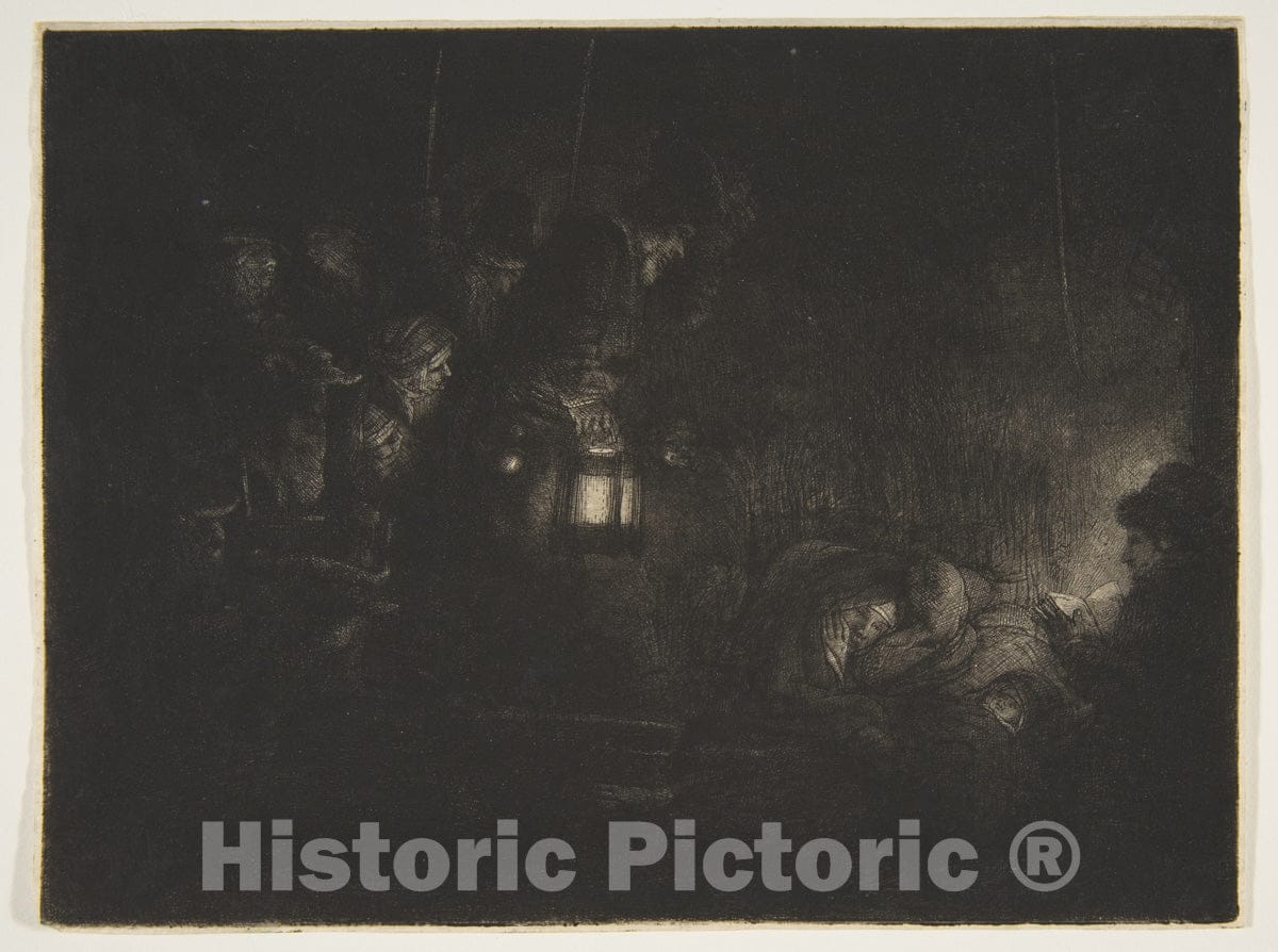 Art Print : Rembrandt (Rembrandt Van Rijn) - Adoration of The Shepherds: A Night Piece : Vintage Wall Art