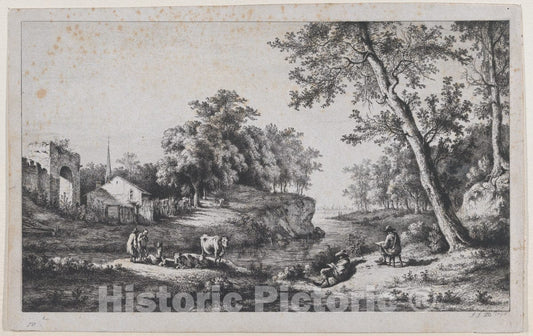 Art Print : Jean Jacques de Boissieu - Landscape at Ambronay : Vintage Wall Art