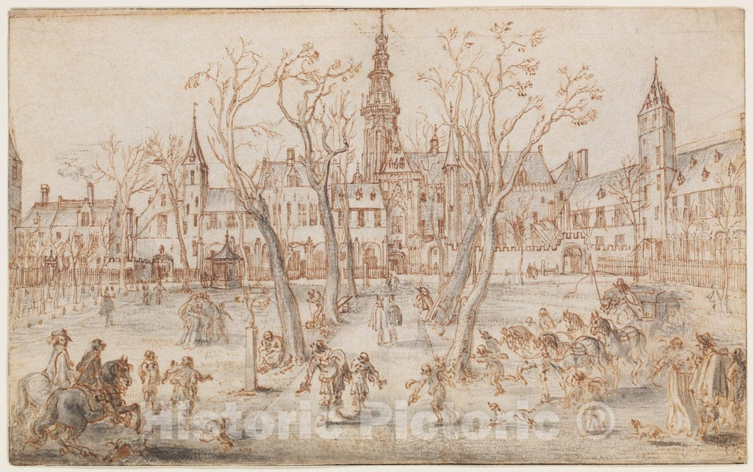 Art Print : Adriaen Van de Venne - Abdijplein of Middelburg : Vintage Wall Art