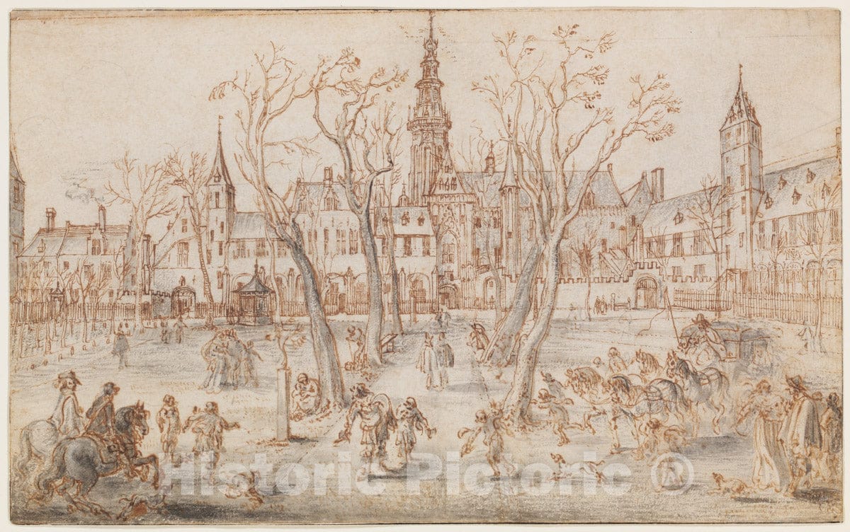 Art Print : Adriaen Van de Venne - Abdijplein of Middelburg : Vintage Wall Art