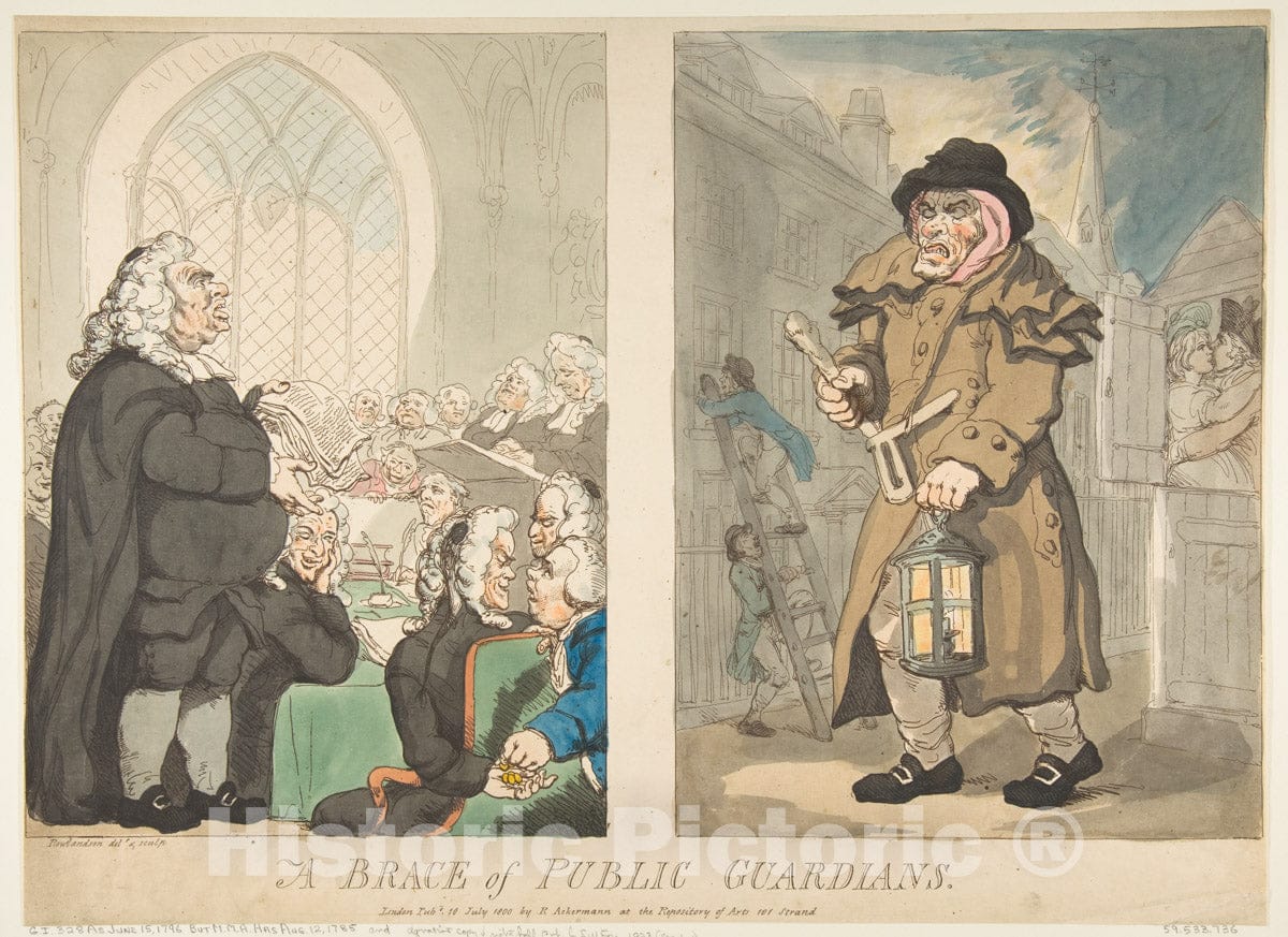 Art Print : Thomas Rowlandson - A Brace of Public Guardians : Vintage Wall Art