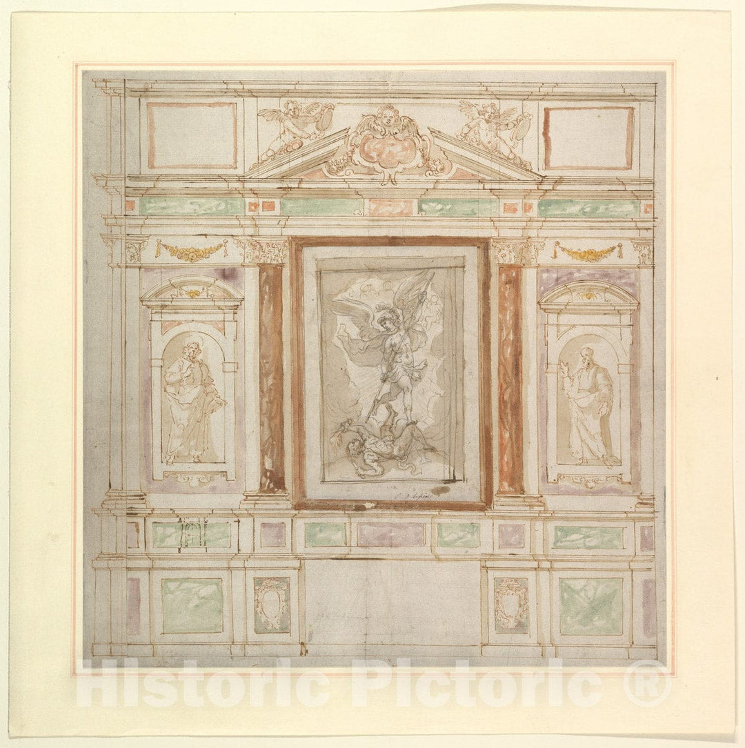 Art Print : Architectural Design for a Monumental Altar - Artist: Anonymous : Vintage Wall Art